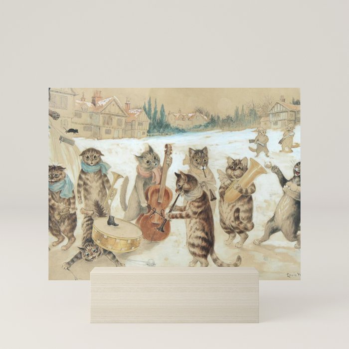 Carol Singing Cats' Funny Vintage Christmas Louis Wain Mini Art Print