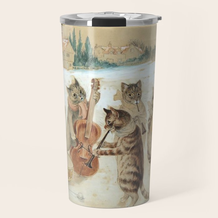 Carol Singing Cats' Funny Vintage Christmas Louis Wain Travel Mug