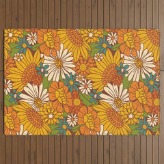 70s Retro Floral Outdoor Rug