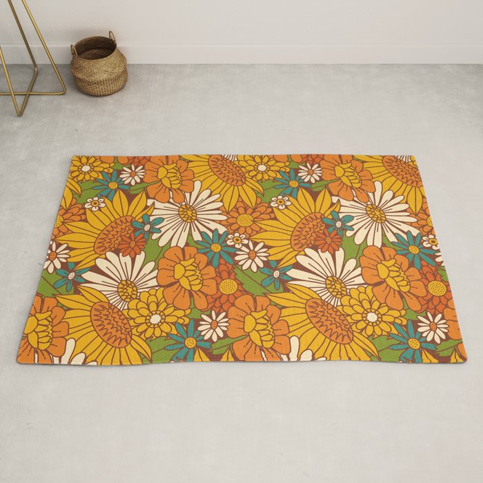 70s Retro Floral Rug
