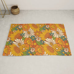 70s Retro Floral Rug