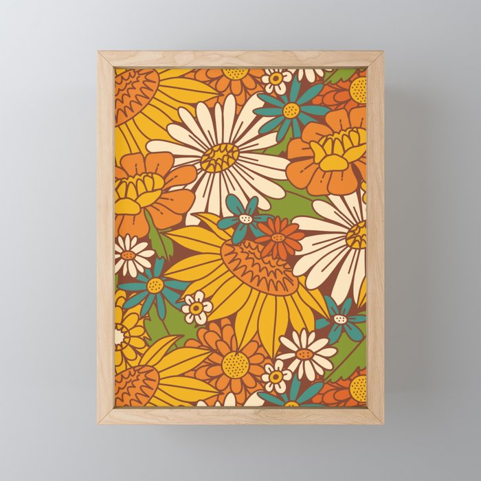 70s Retro Floral Mini Art Print