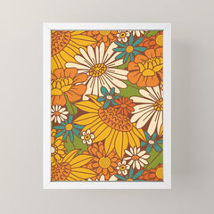 70s Retro Floral Mini Art Print