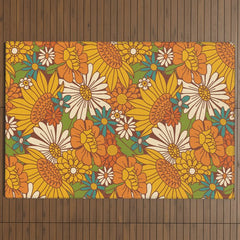 70s Retro Floral Outdoor Rug