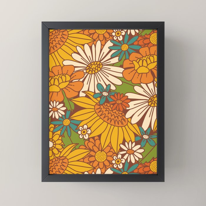 70s Retro Floral Mini Art Print