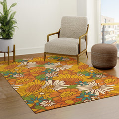70s Retro Floral Rug