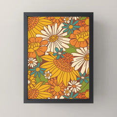 70s Retro Floral Mini Art Print