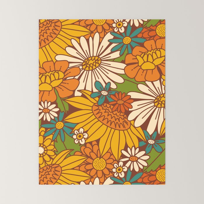 70s Retro Floral Mini Art Print