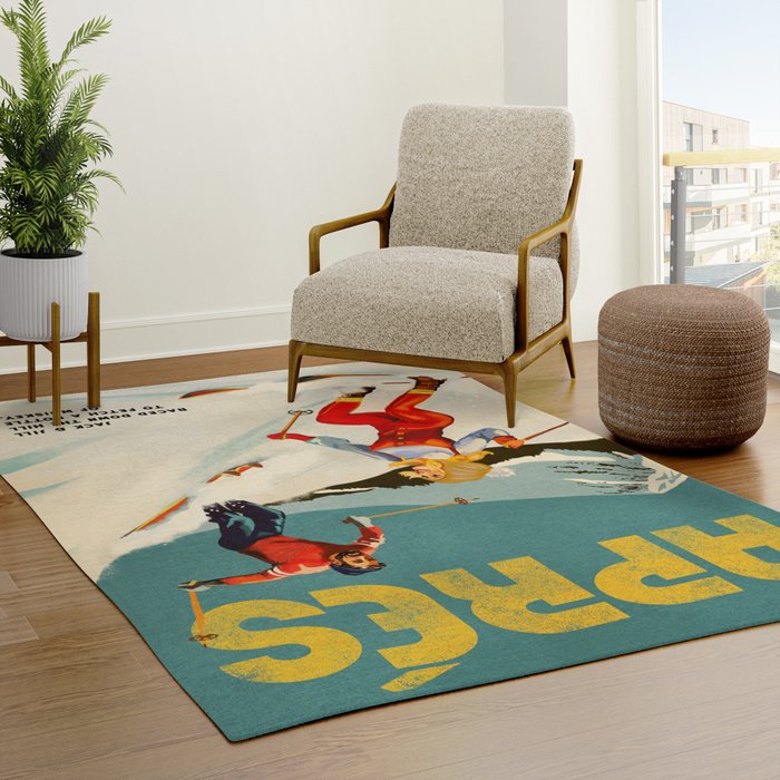 "Apres" Retro Pinup Ski Art Rug