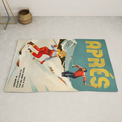 "Apres" Retro Pinup Ski Art Rug