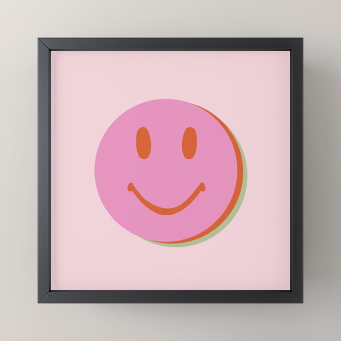 70s retro pink smiles pattern  Mini Art Print