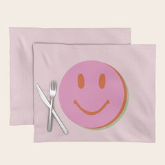 70s retro pink smiles pattern  Placemat