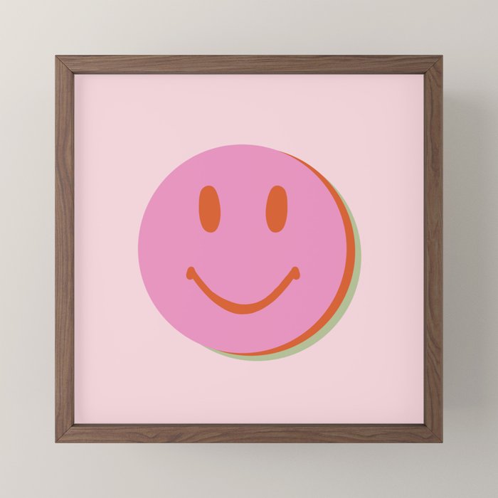 70s retro pink smiles pattern  Mini Art Print