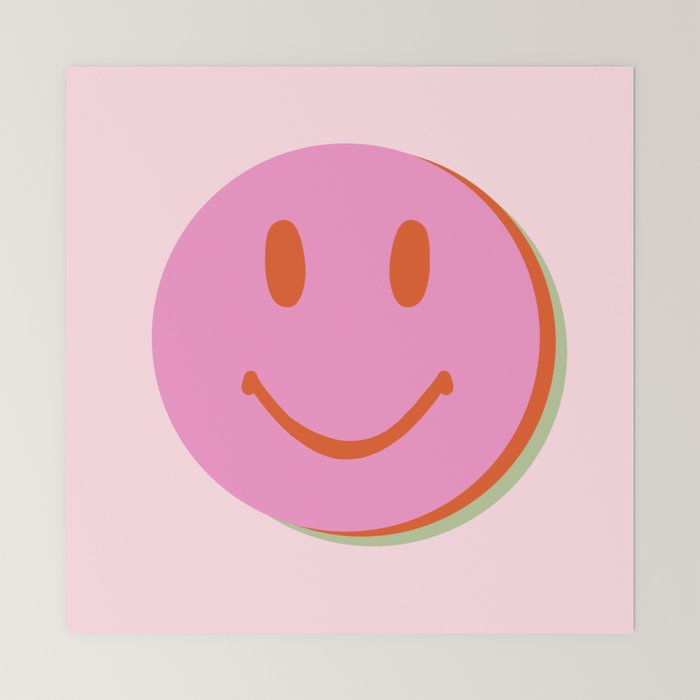 70s retro pink smiles pattern  Mini Art Print
