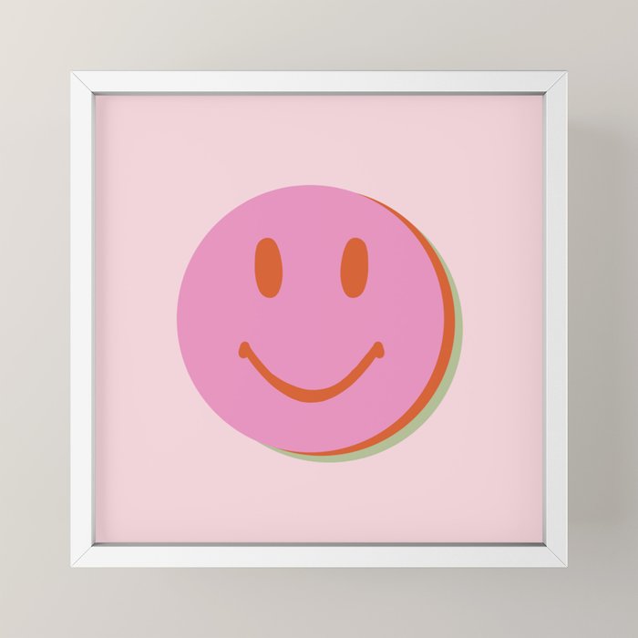 70s retro pink smiles pattern  Mini Art Print