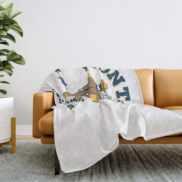"Montana: Pants Are For Tourists" Funny Retro Cowboy Travel Art Throw Blanket