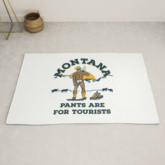 "Montana: Pants Are For Tourists" Funny Retro Cowboy Travel Art Rug