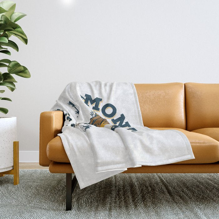 "Montana: Pants Are For Tourists" Funny Retro Cowboy Travel Art Throw Blanket