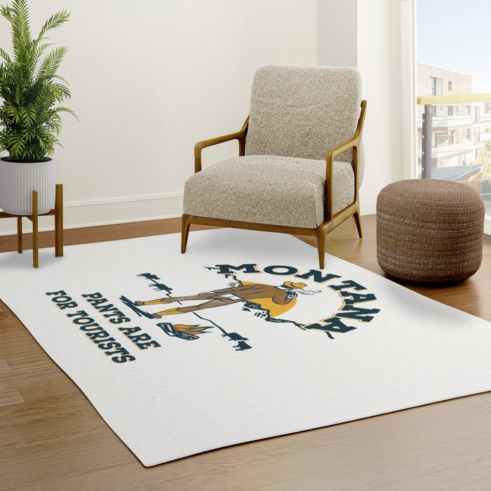 "Montana: Pants Are For Tourists" Funny Retro Cowboy Travel Art Rug
