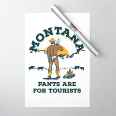 "Montana: Pants Are For Tourists" Funny Retro Cowboy Travel Art Wrapping Paper