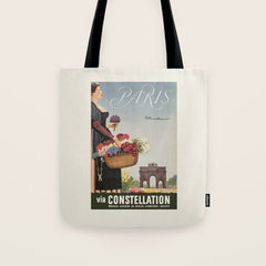 1950s Paris Vintage Travel Poster Tote Bag
