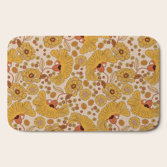 70s Floral Pattern Bath Mat