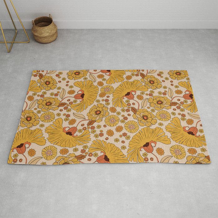 70s Floral Pattern Rug