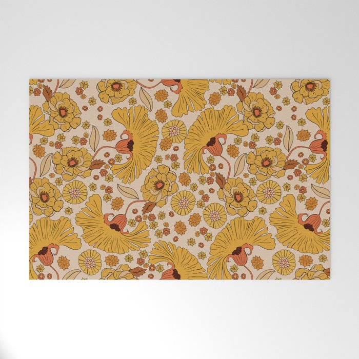70s Floral Pattern Welcome Mat