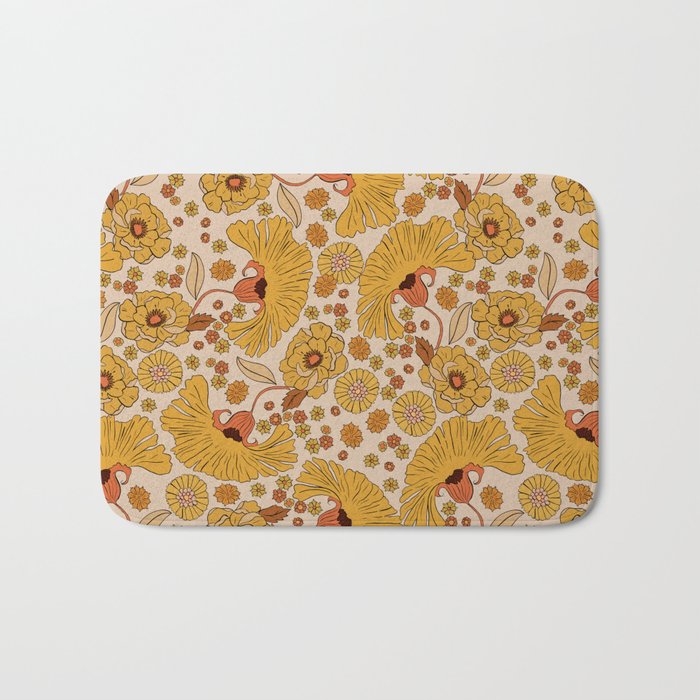 70s Floral Pattern Bath Mat