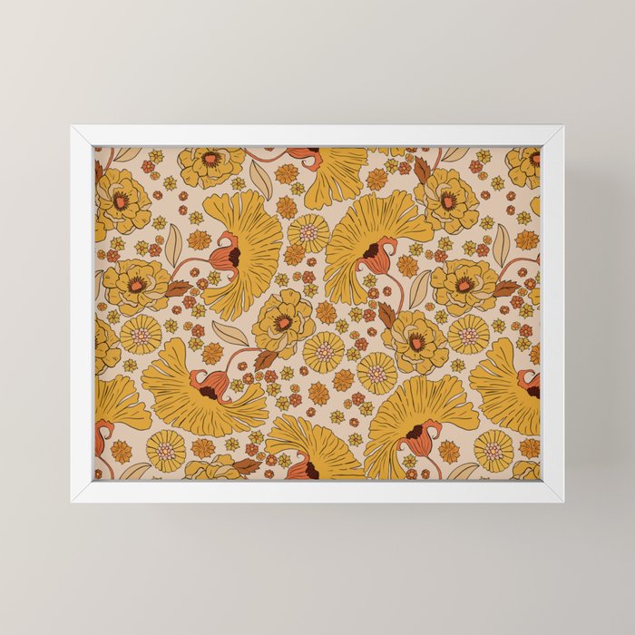 70s Floral Pattern Mini Art Print