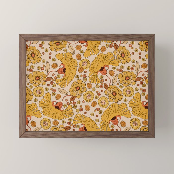 70s Floral Pattern Mini Art Print
