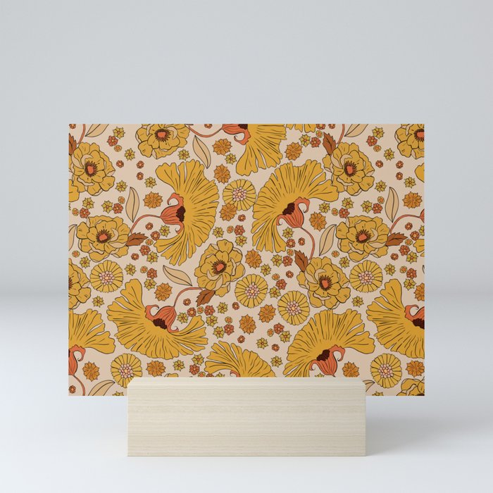 70s Floral Pattern Mini Art Print