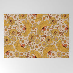 70s Floral Pattern Welcome Mat