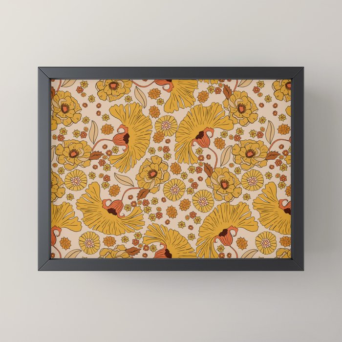 70s Floral Pattern Mini Art Print