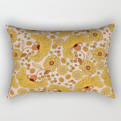 70s Floral Pattern Rectangular Pillow