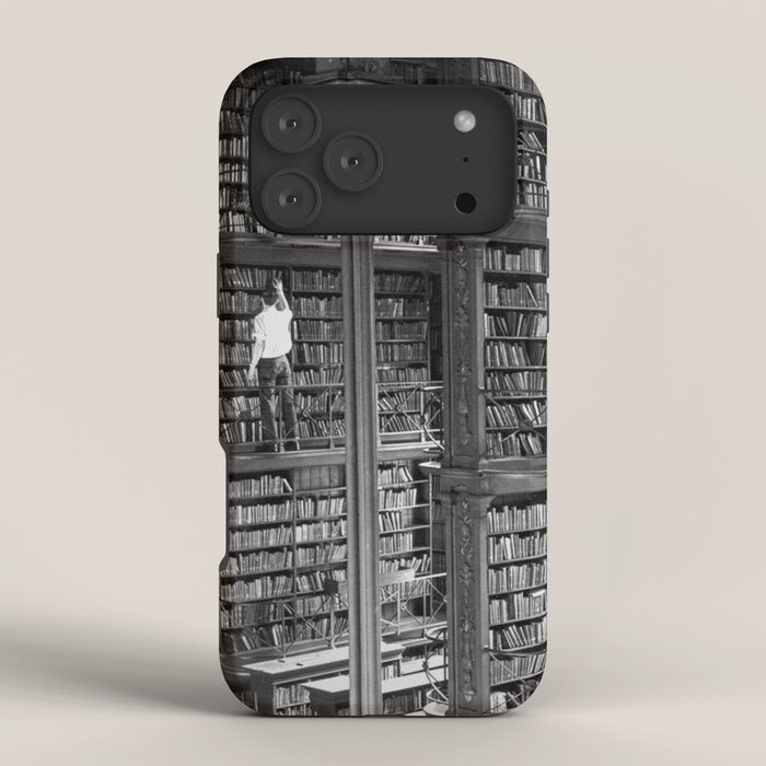 A book lovers dream - Cast-iron Book Alcoves Cincinnati Library black and white photography iPhone Case