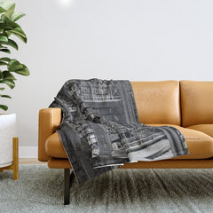 A book lovers dream - Cast-iron Book Alcoves Cincinnati Library black and white photography Throw Blanket