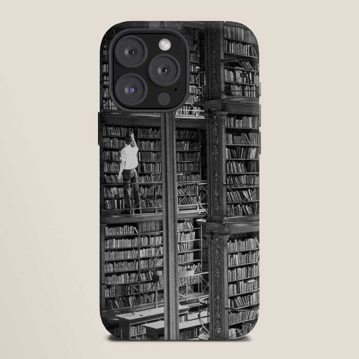 A book lovers dream - Cast-iron Book Alcoves Cincinnati Library black and white photography iPhone Case