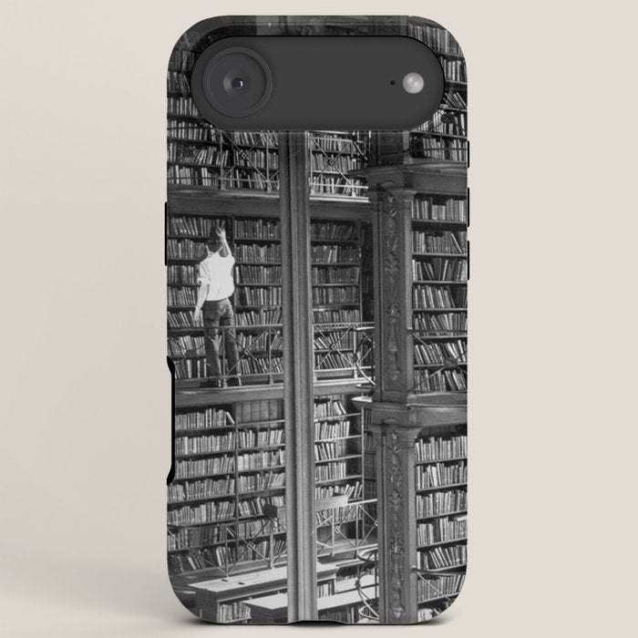 A book lovers dream - Cast-iron Book Alcoves Cincinnati Library black and white photography iPhone Case