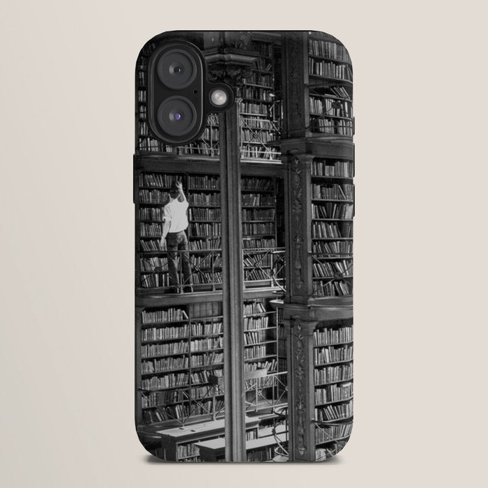 A book lovers dream - Cast-iron Book Alcoves Cincinnati Library black and white photography iPhone Case