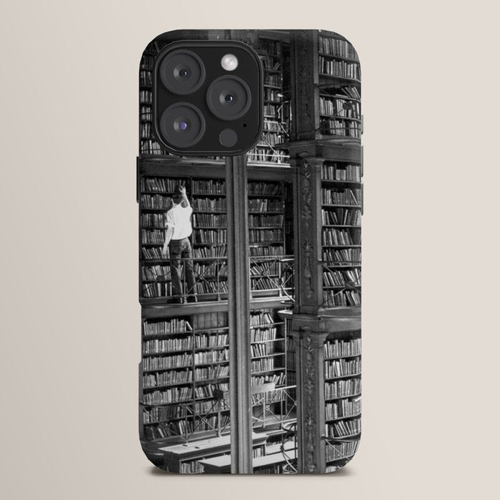 A book lovers dream - Cast-iron Book Alcoves Cincinnati Library black and white photography iPhone Case