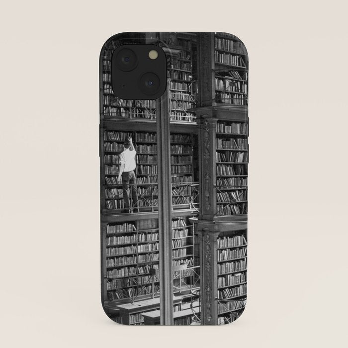 A book lovers dream - Cast-iron Book Alcoves Cincinnati Library black and white photography iPhone Case