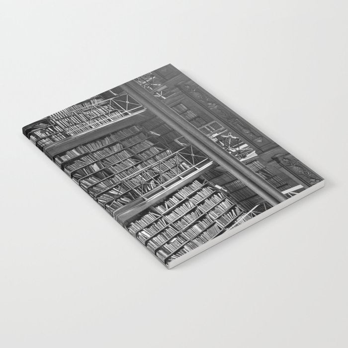 A book lovers dream - Cast-iron Book Alcoves Cincinnati Library black and white photography Notebook
