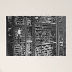 A book lovers dream - Cast-iron Book Alcoves Cincinnati Library black and white photography Welcome Mat