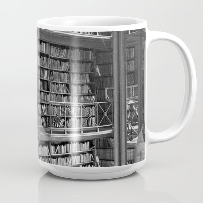 A book lovers dream - Cast-iron Book Alcoves Cincinnati Library black and white photography Coffee Mug