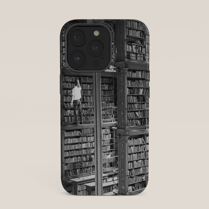 A book lovers dream - Cast-iron Book Alcoves Cincinnati Library black and white photography iPhone Case