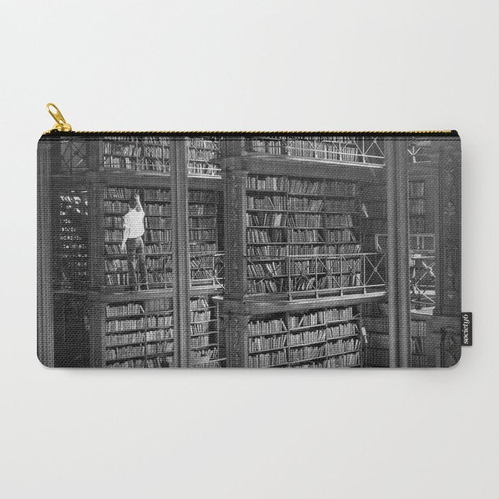 A book lovers dream - Cast-iron Book Alcoves Cincinnati Library black and white photography Carry All Pouch