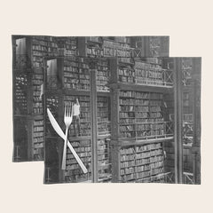 A book lovers dream - Cast-iron Book Alcoves Cincinnati Library black and white photography Placemat