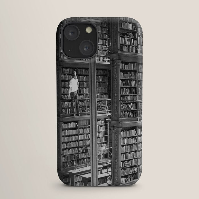 A book lovers dream - Cast-iron Book Alcoves Cincinnati Library black and white photography iPhone Case