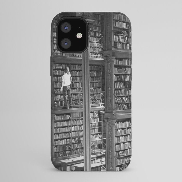 A book lovers dream - Cast-iron Book Alcoves Cincinnati Library black and white photography iPhone Case